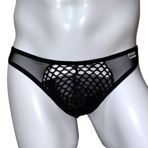 Jockmail Mesh Fishnet Sheer Thong Black Size‎ M (27-30) JM220 NWT